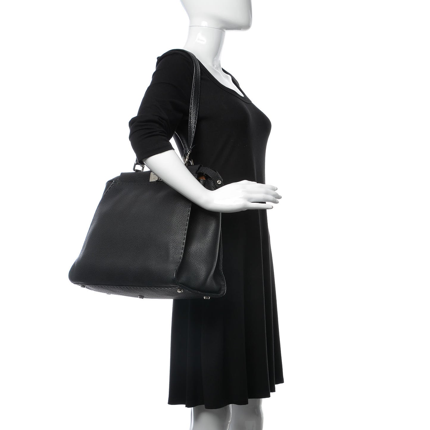 Cuoio Romano Selleria Bi-Color Large Peekaboo Iconic Satchel Black Mou