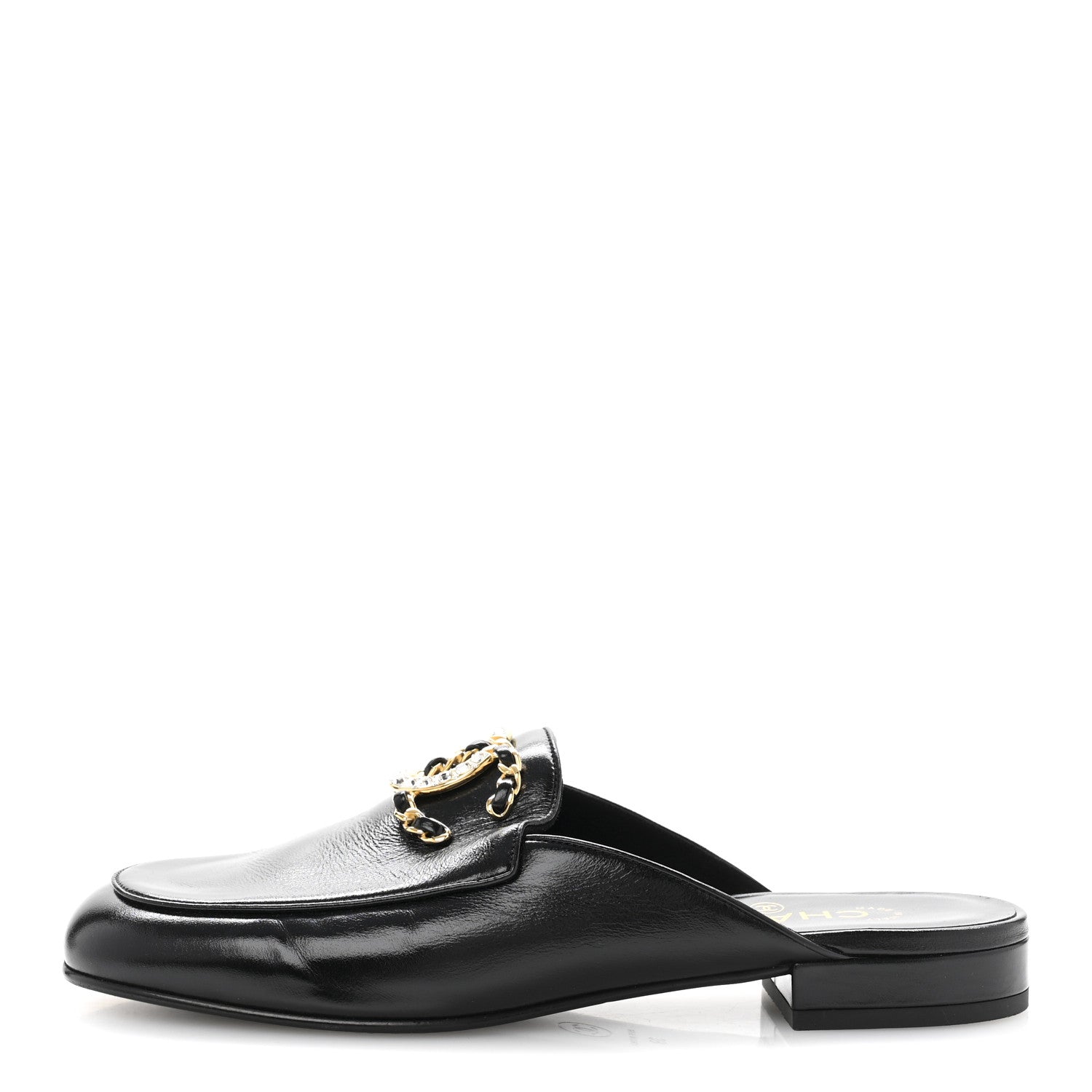 Chanel Shiny Calfskin Crystal CC Mules 39 Black 1 of 9