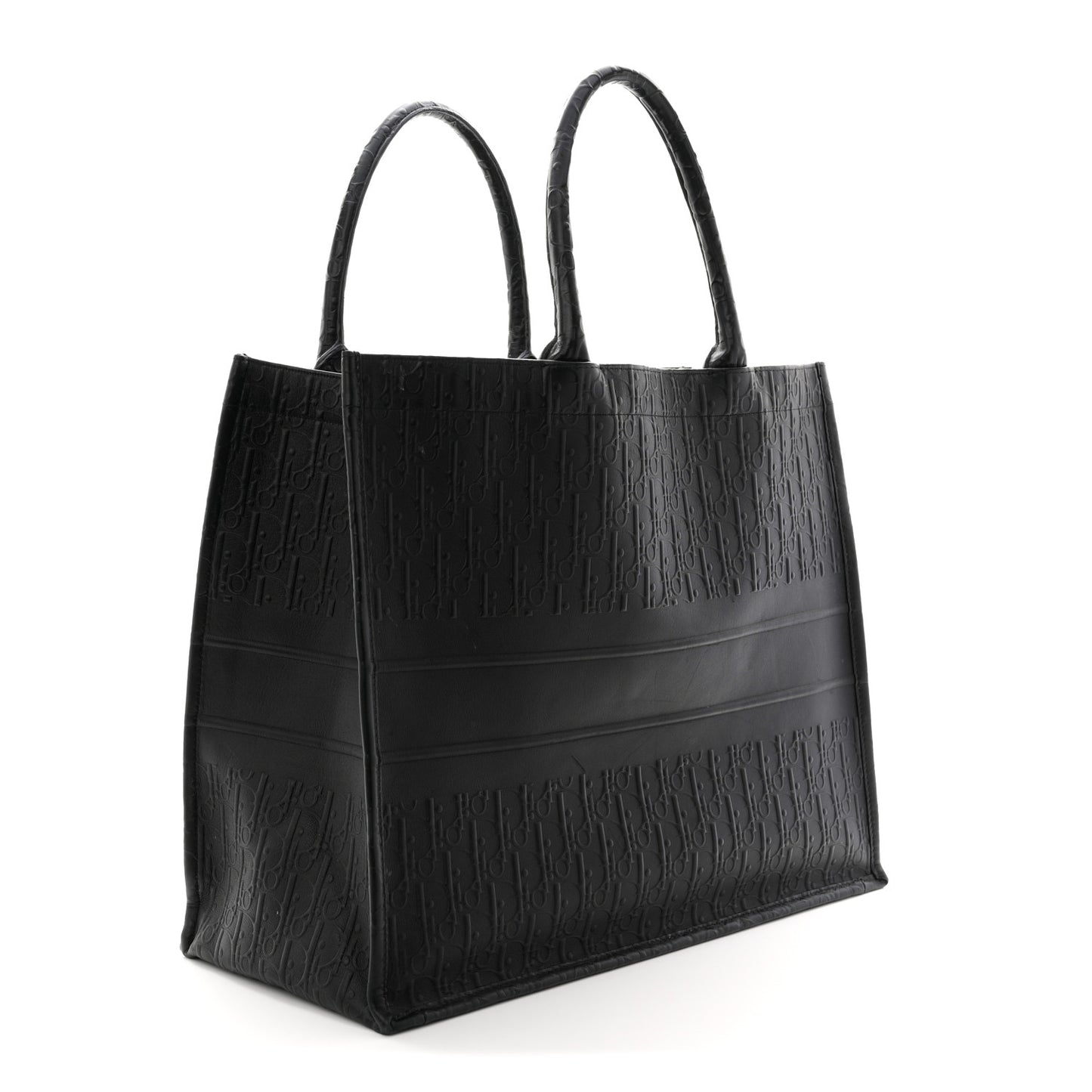 Oblique Calfskin Embossed Large Book Tote TBlack