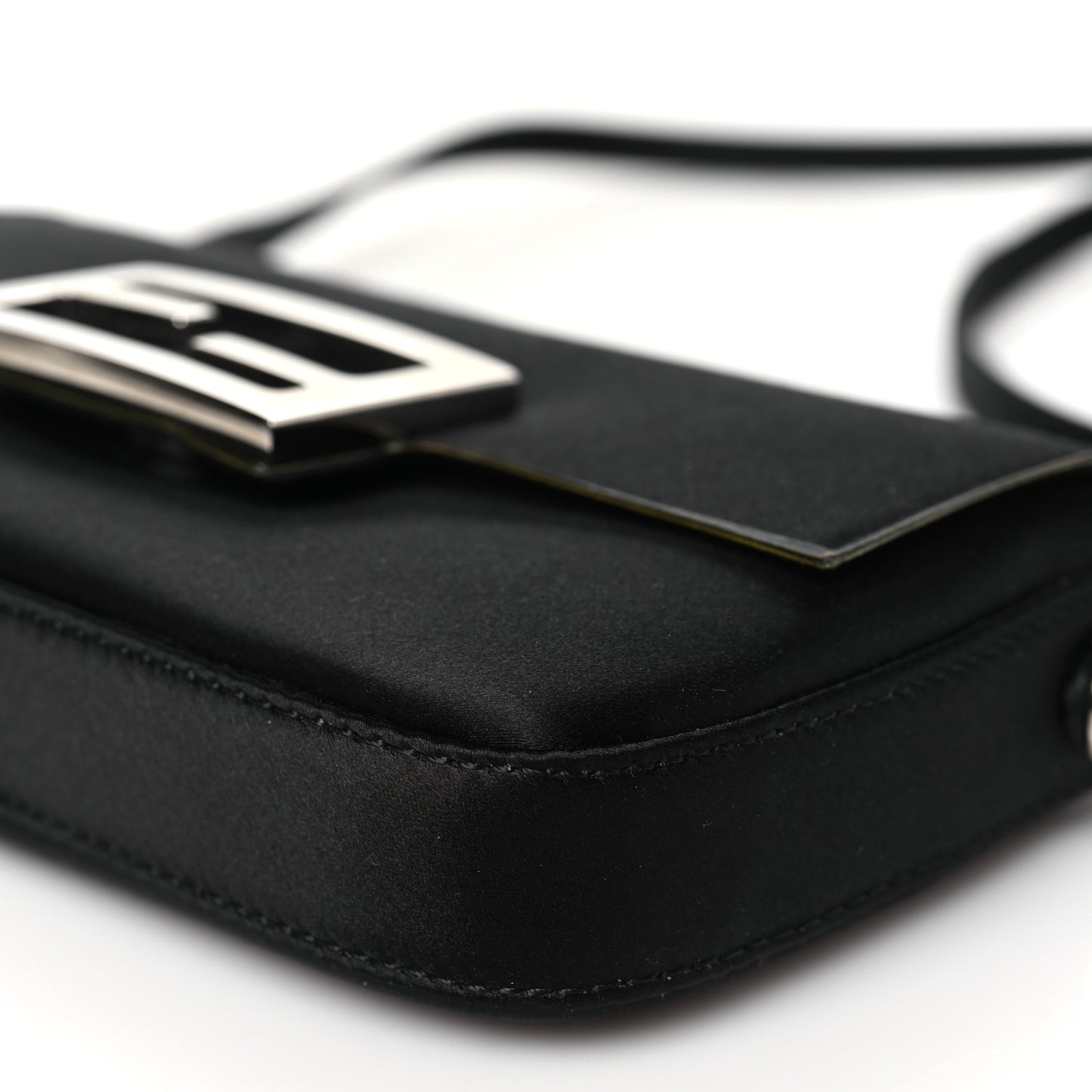 Silk Satin Phone Baguette Black