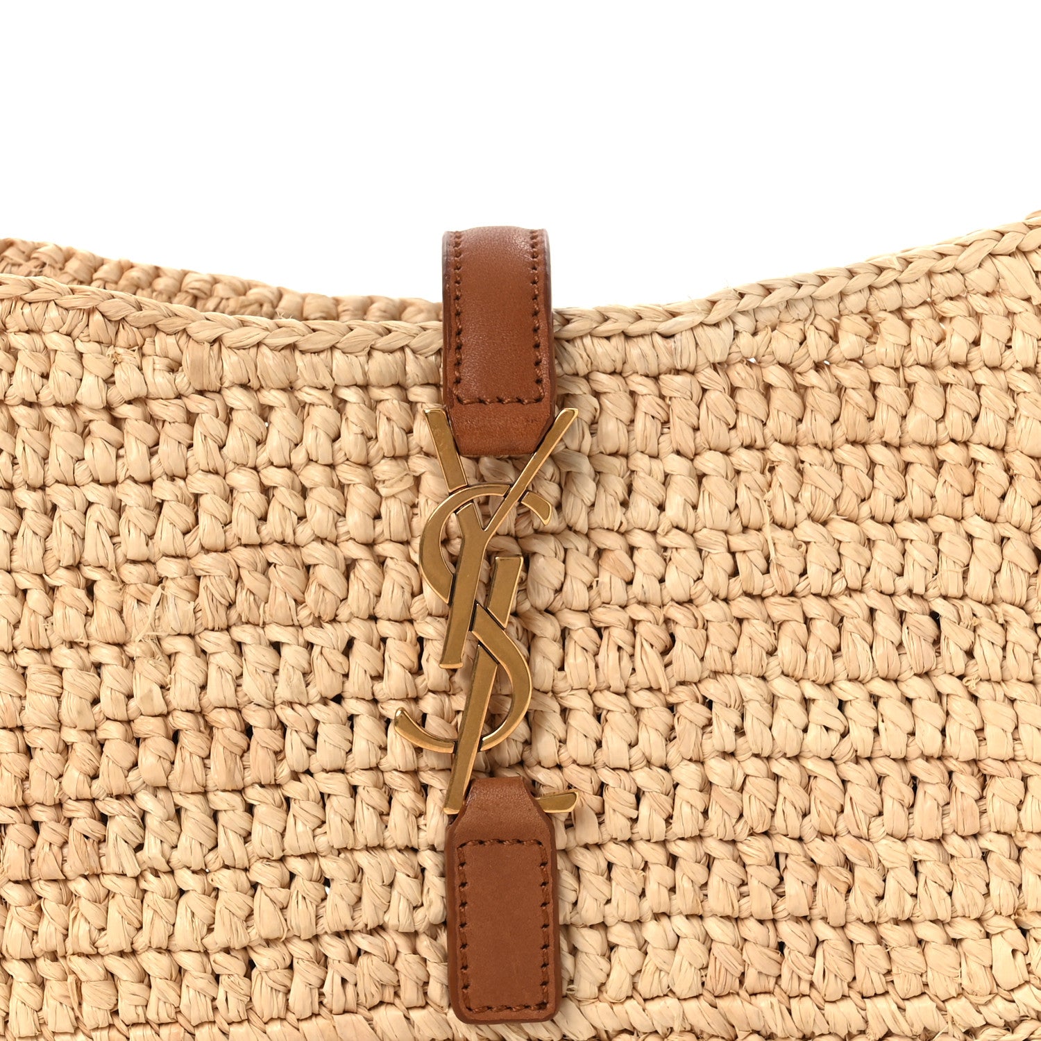 Saint Laurent Raffia Calfskin Le 5 A 7 Mini Hobo Natural Brick 8 of 11
