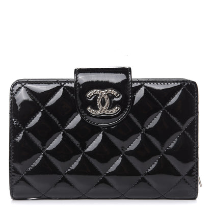 Chanel Patent Quilted Brilliant Zipped Pocket Wallet Black 1 of 11