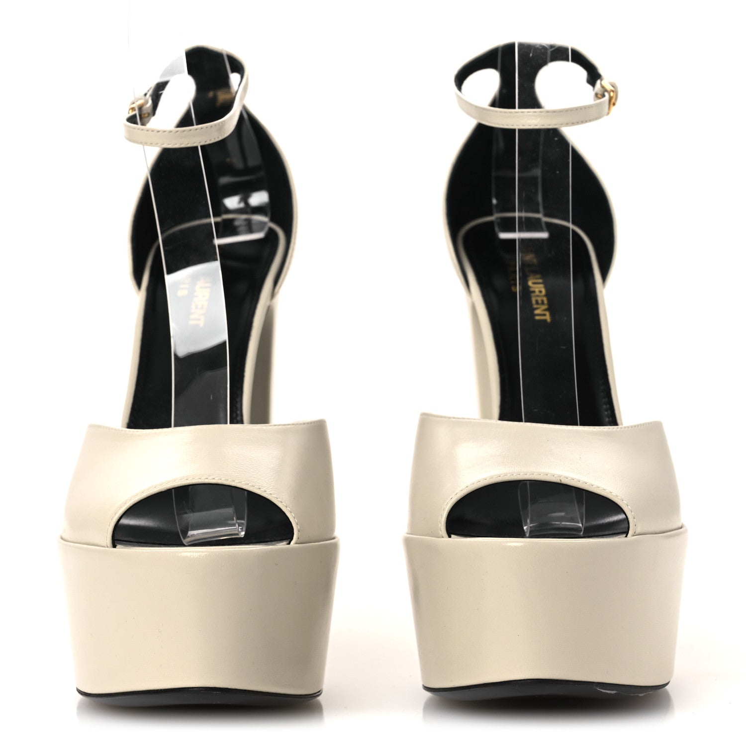 Saint Laurent Lambskin Jodie Platform Sandals 39.5 Pearl 3 of 11