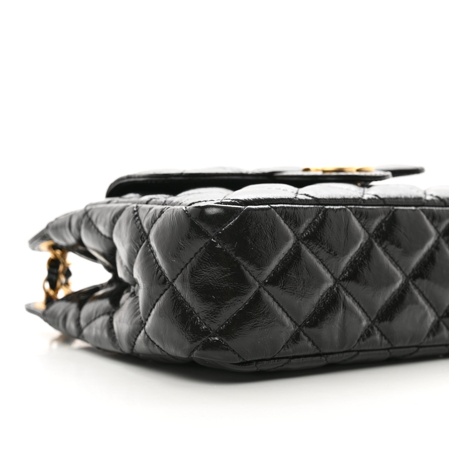 Chanel Shiny Crumpled Calfskin Quilted Small Wavy CC Hobo Black 9 of 11