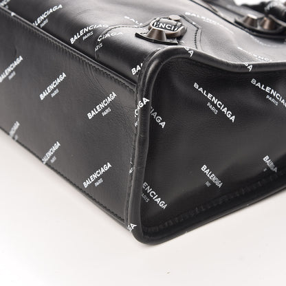 Balenciaga Veau Allover Logo Classic Hardware S City Black White 10 of 11