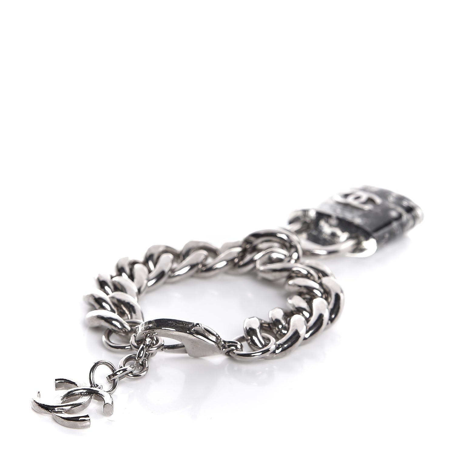 Chanel Plexiglass Pearl CC Padlock Bracelet Silver 3 of 7