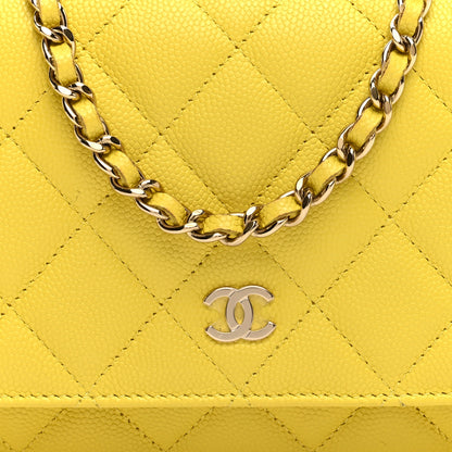 Chanel Caviar Quilted Wallet on Chain WOC Yellow 8 of 10