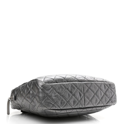 Chanel Metallic Aged Calfskin Quilted Large Reissue Camera Case Silver 4 of 12