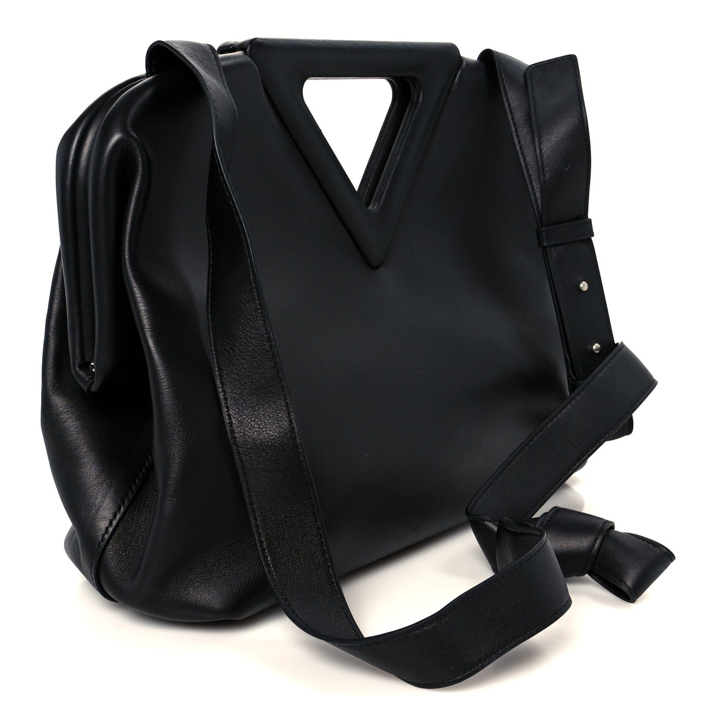 Calfskin Medium The Point Triangle Bag Black