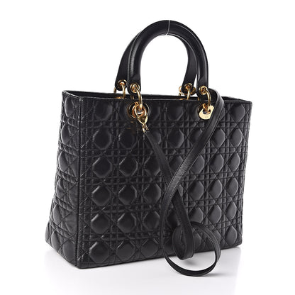 Christian Dior Lambskin Cannage Large Lady Dior Black 3 of 10