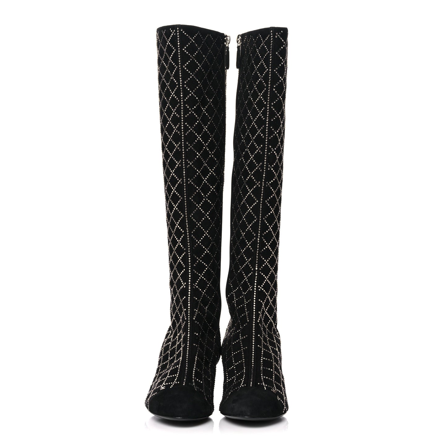 Kid Suede Strass Knee High Boots 38.5 Black