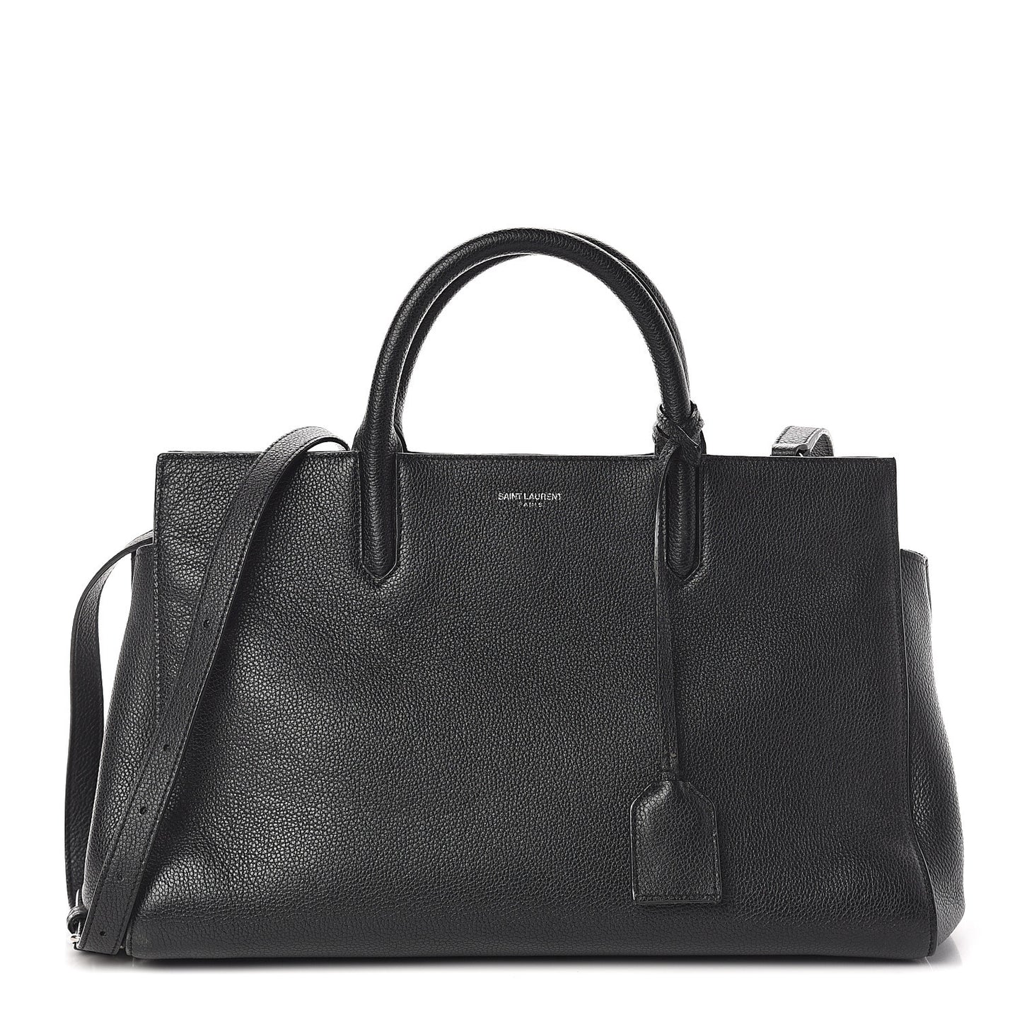 Grained Calfskin Small Cabas Rive Gauche Black