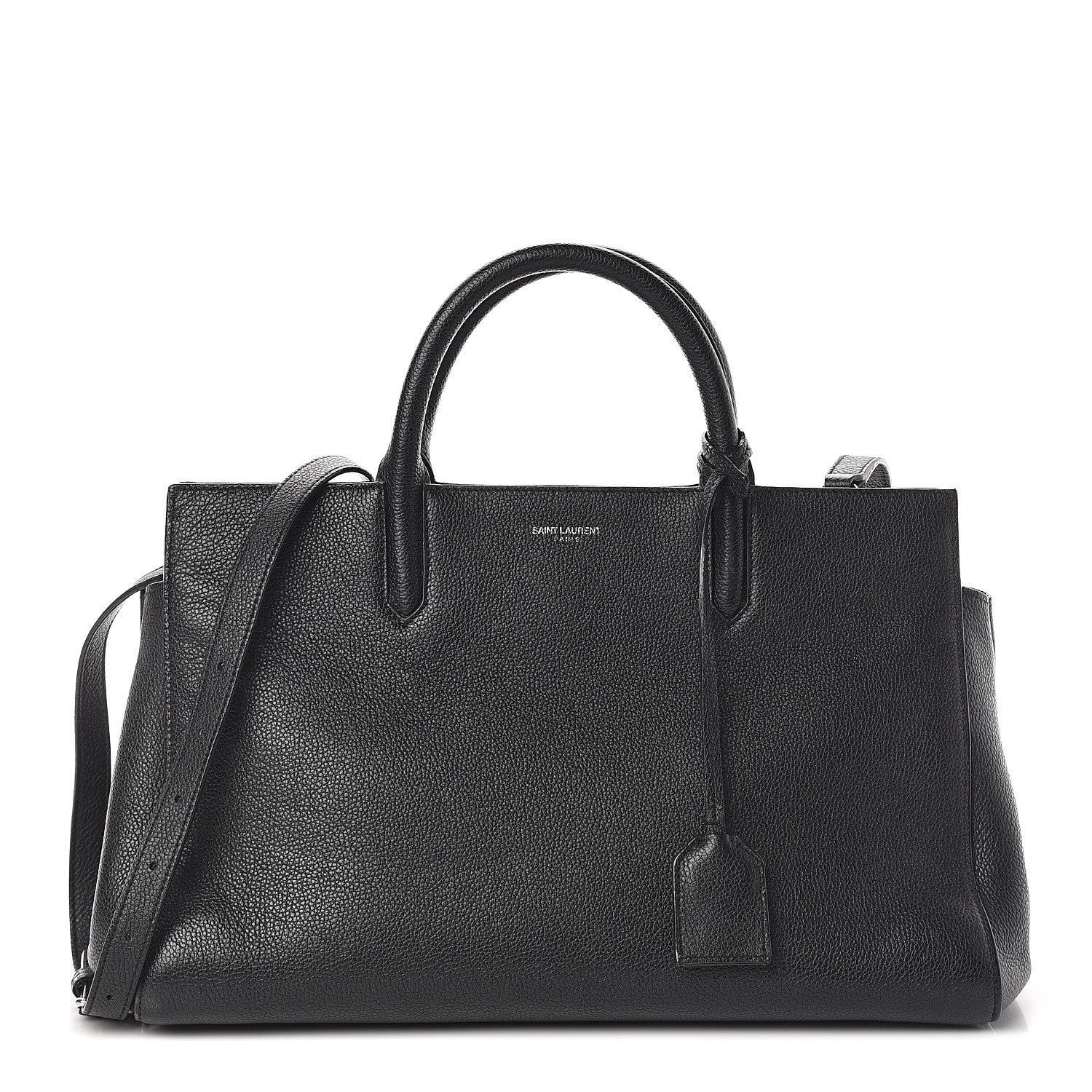 Saint Laurent Grained Calfskin Small Cabas Rive Gauche Black 1 of 8