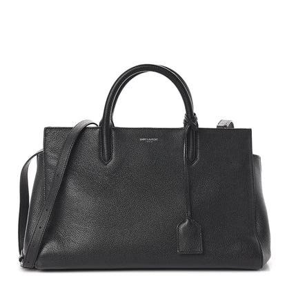 Saint Laurent Grained Calfskin Small Cabas Rive Gauche Black 1 of 8