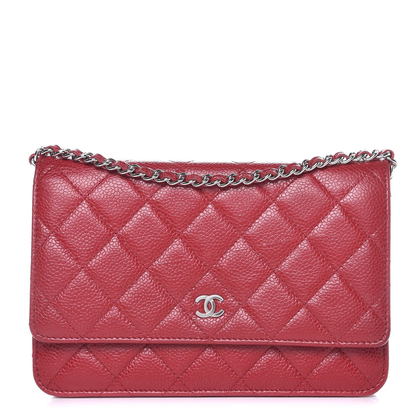 Caviar Quilted Wallet on Chain WOC Red