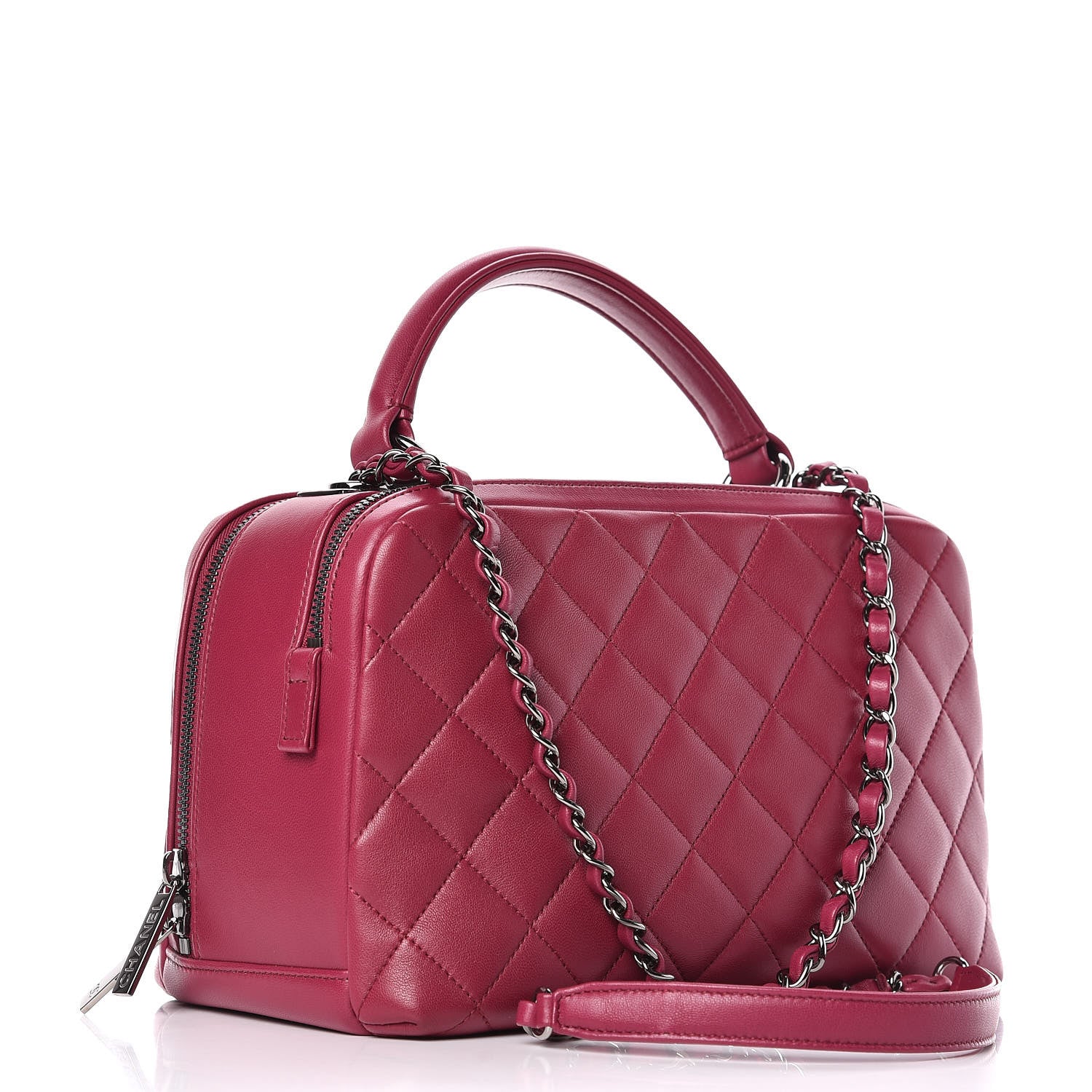 Chanel Lambskin Quilted Medium Trendy CC Bowling Bag Dark Pink 3 of 13