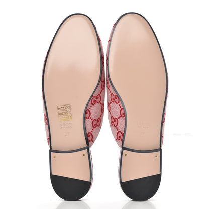 Gucci Canvas GG Monogram Horsebit Womens Princetown Slippers 37 Gardenia Hibiscus Red 5 of 9