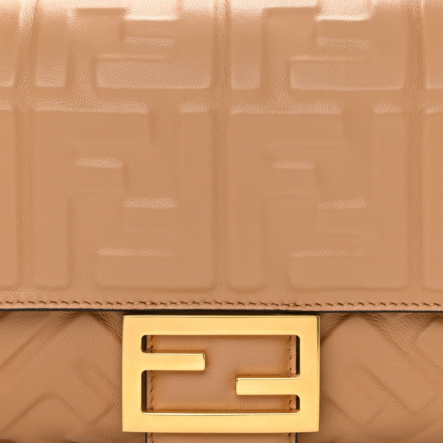 Fendi Nappa FF 1974 Embossed Baguette Miele Scuro 8 of 8