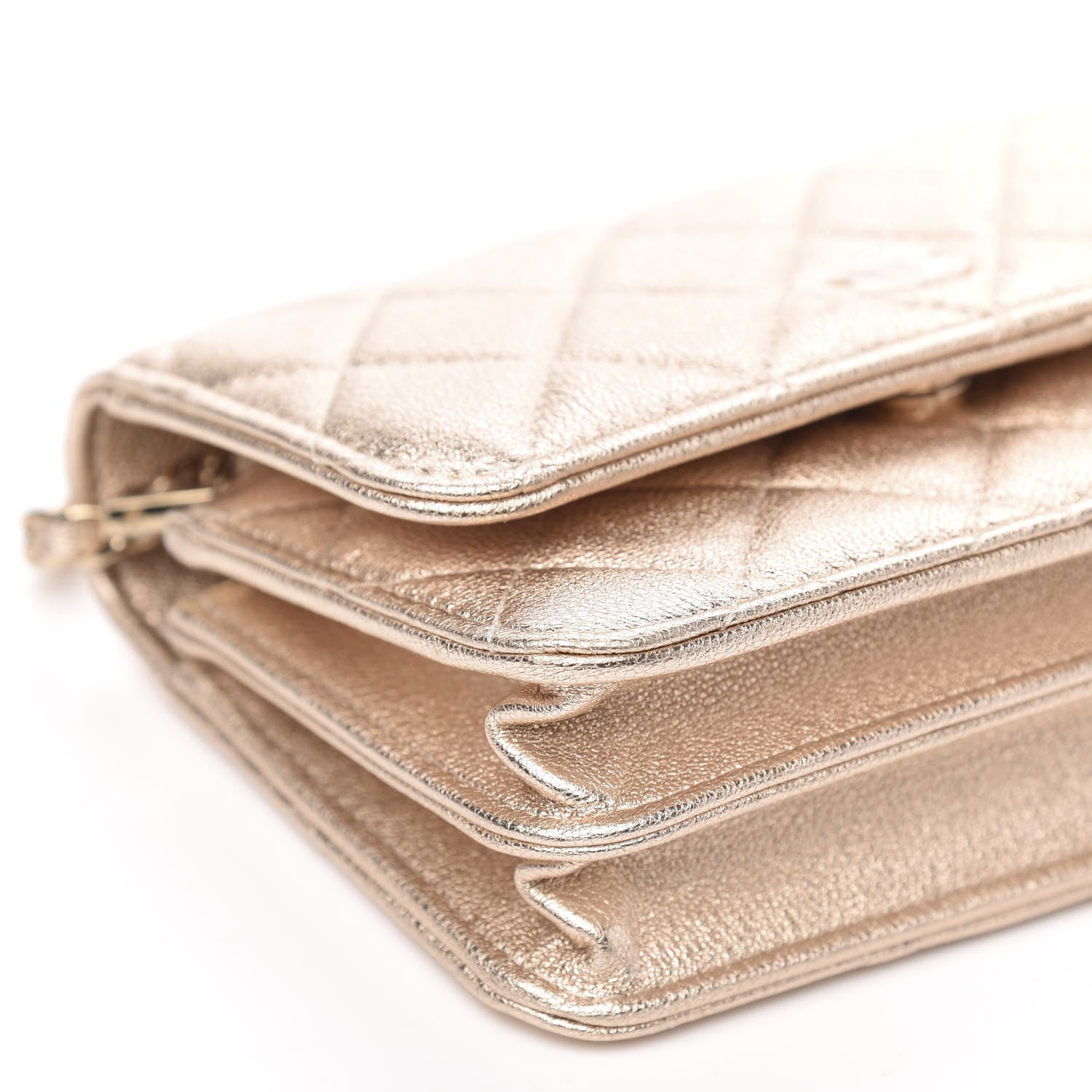 Chanel Metallic Lambskin Quilted Mini Wallet On Chain WOC Gold 8 of 10