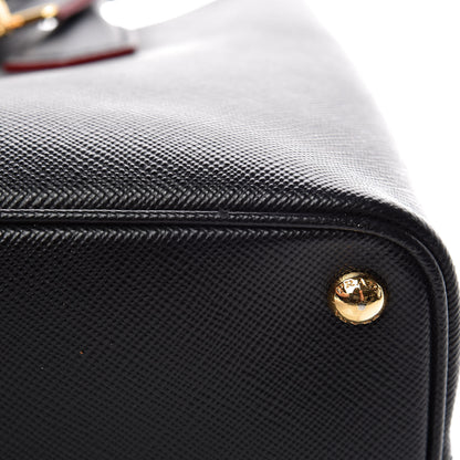 Prada Saffiano Cuir Medium Double Bag Black Fuoco 23 of 23