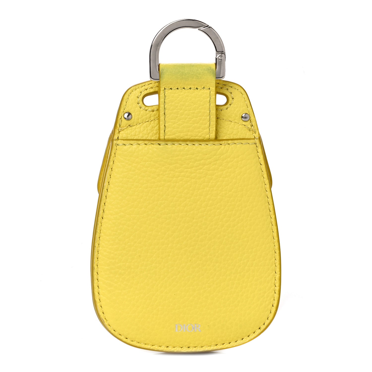 Christian Dior Grained Calfskin Saddle Bag Key Ring Jaune 3 of 9