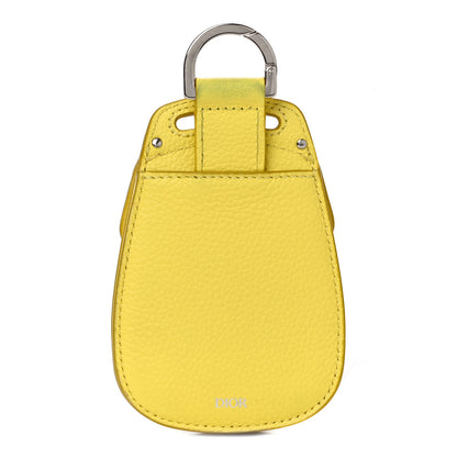Christian Dior Grained Calfskin Saddle Bag Key Ring Jaune 3 of 9
