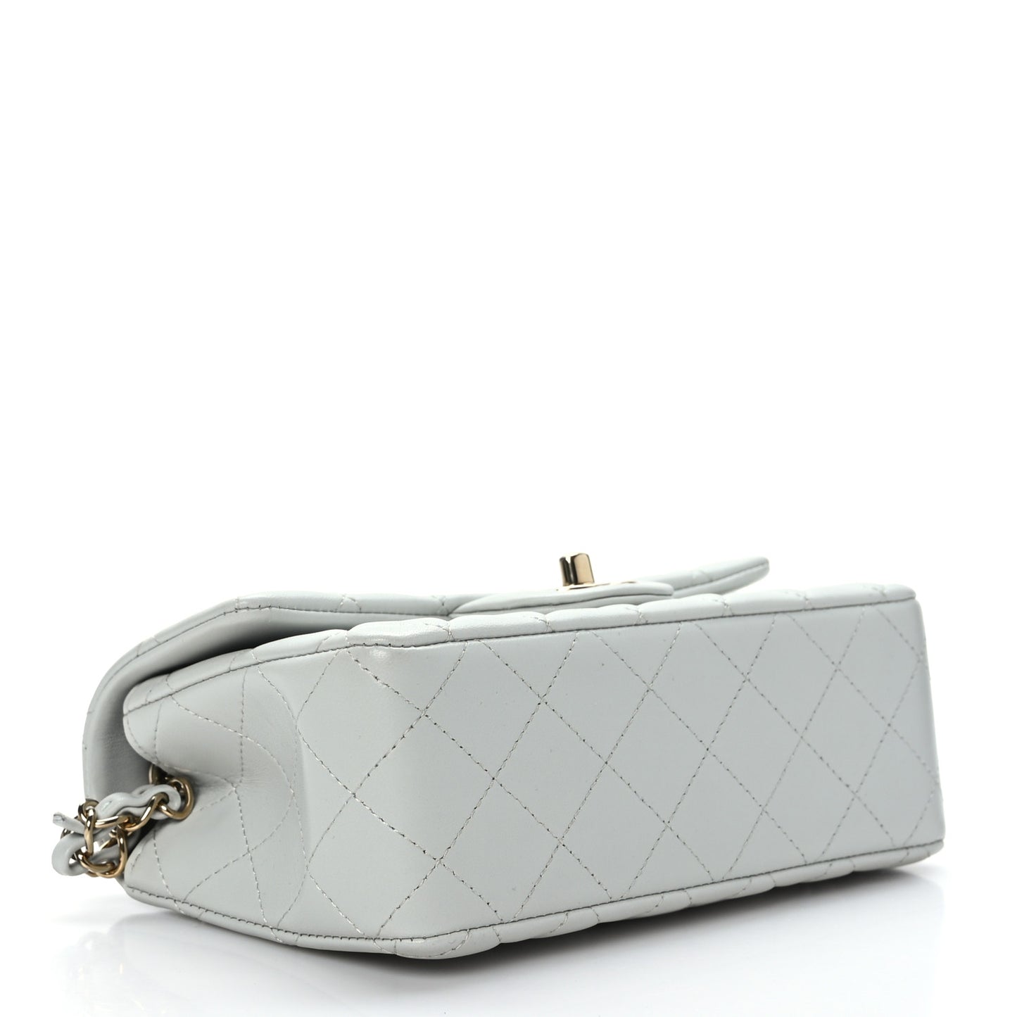 Lambskin Quilted Mini Rectangular Flap Grey