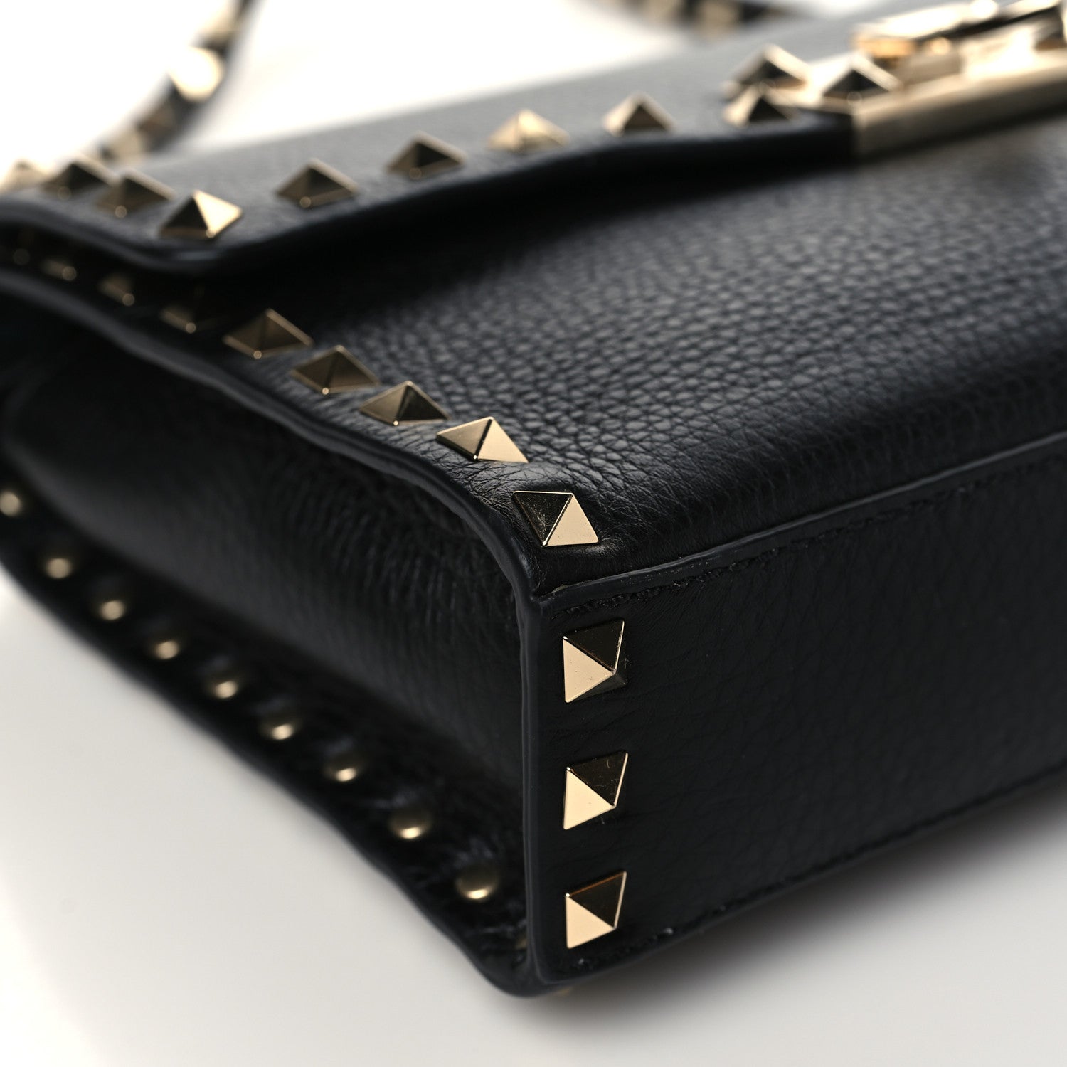 Valentino Garavani Pebbled Calfskin Medium Rockstud Flip Lock Crossbody Bag Black 7 of 8