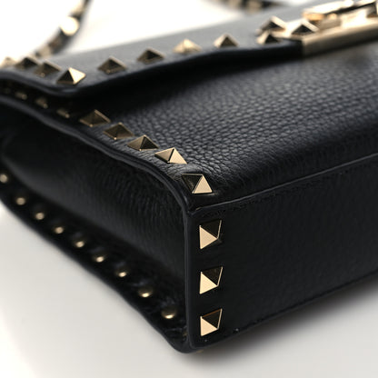 Valentino Garavani Pebbled Calfskin Medium Rockstud Flip Lock Crossbody Bag Black 7 of 8