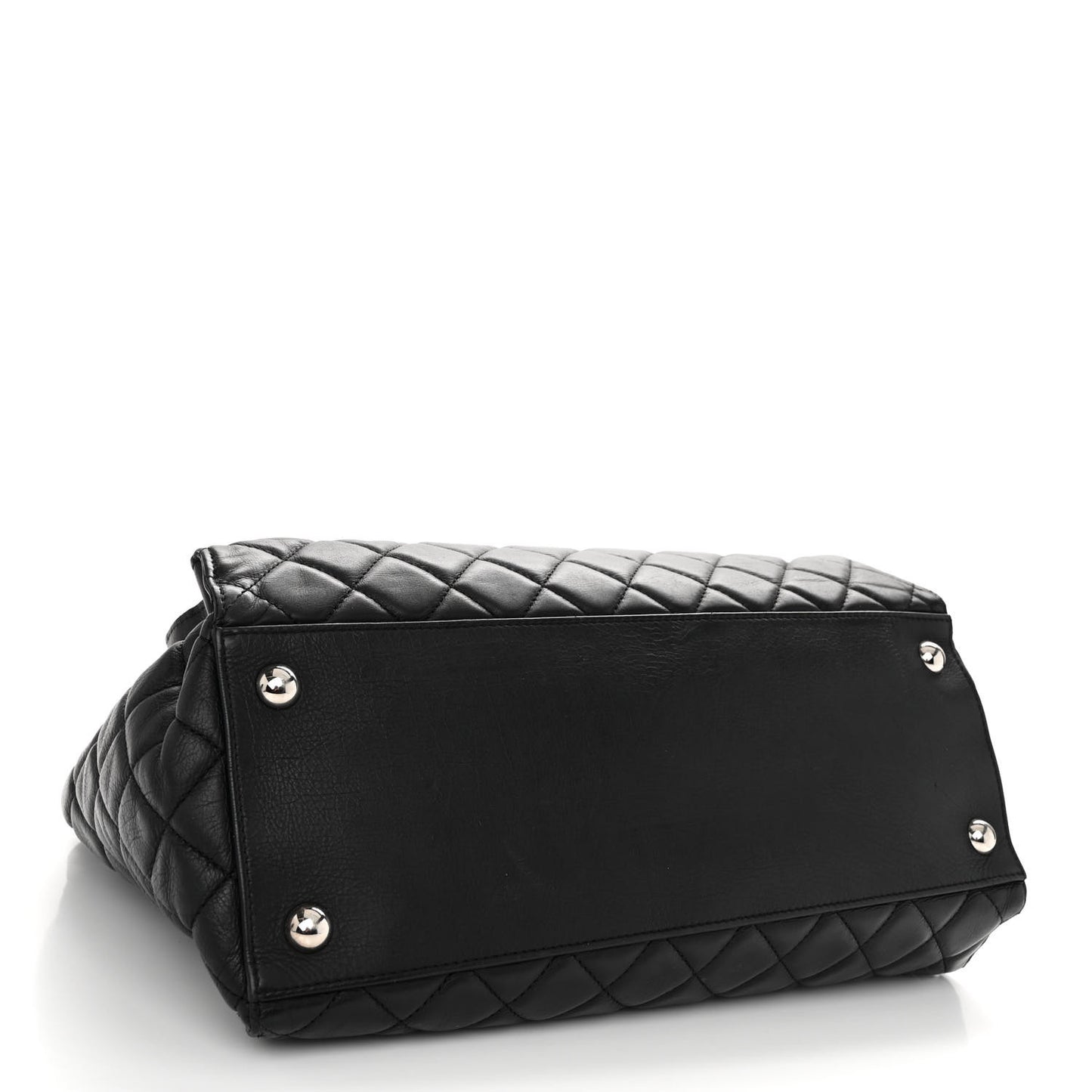 Calfskin Quilted Large Chic and Soft Shopping Tote Black