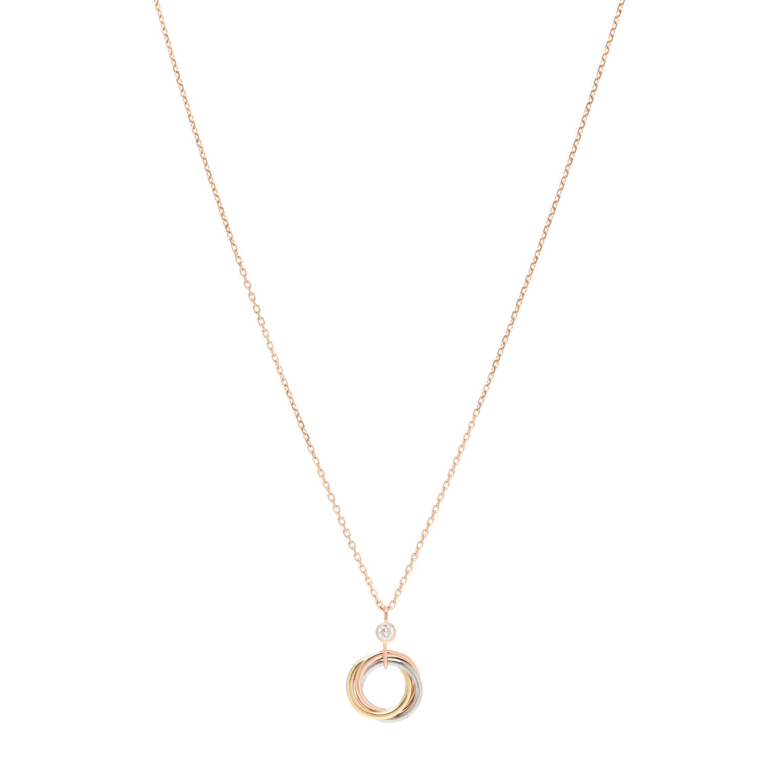 Cartier 18K Pink Yellow White Gold Diamond Trinity Pendant Necklace 1 of 5