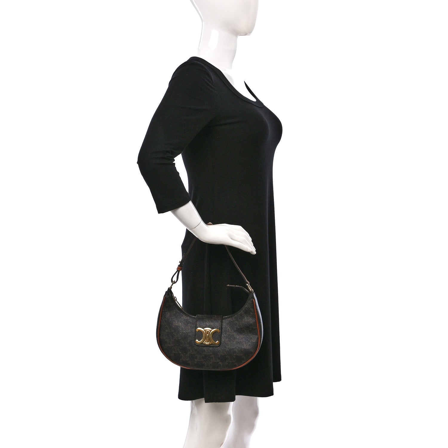 Celine Triomphe Canvas Calfskin Medium Strap Ava Triomphe Shoulder Bag Tan 2 of 8