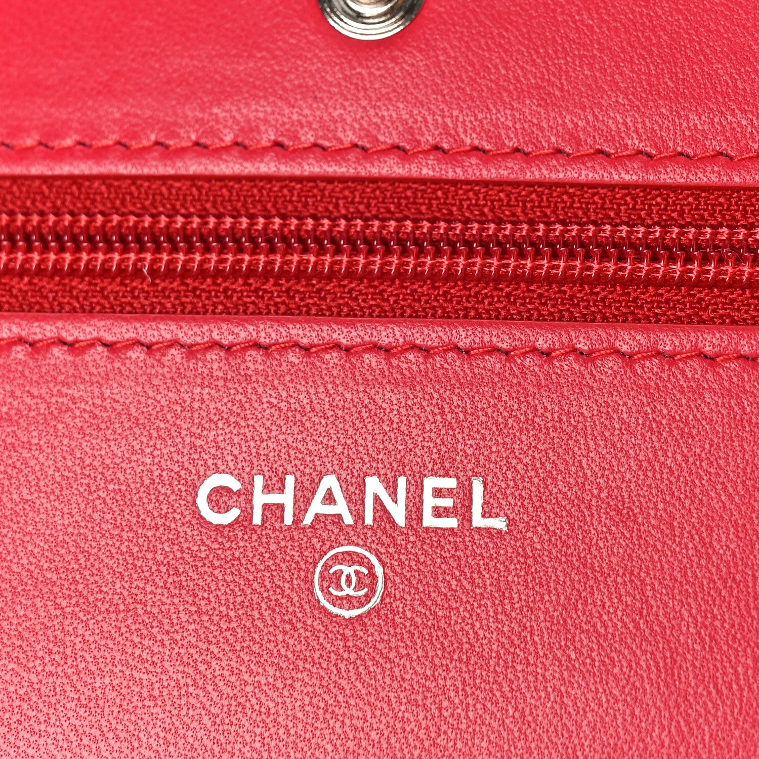 Chanel Lambskin Quilted Wallet On Chain WOC Red 6 of 9