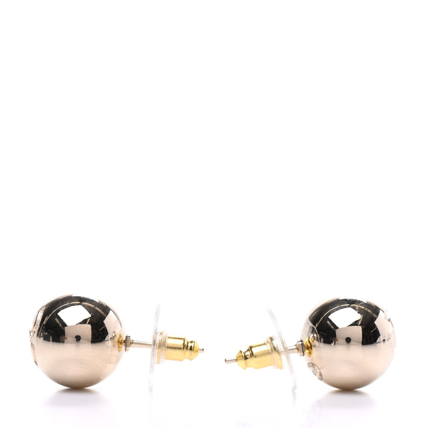 Metal Bead CC Stud Earrings Gold