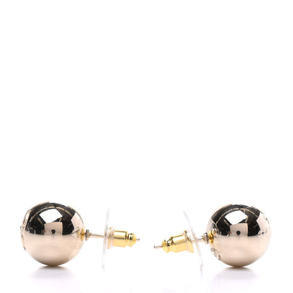 Chanel Metal Bead CC Stud Earrings Gold 3 of 4