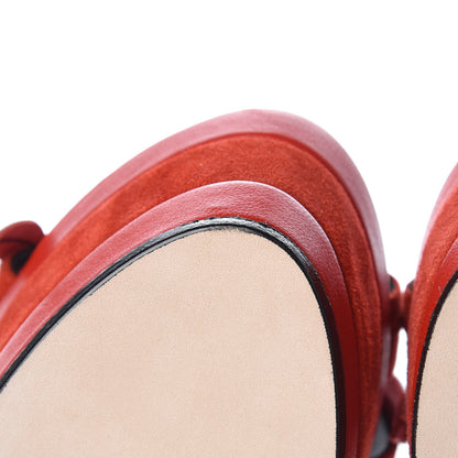 Hermes Suede Goatskin Mambo Wedge Sandals 36.5 Jasper Rouge 8 of 9