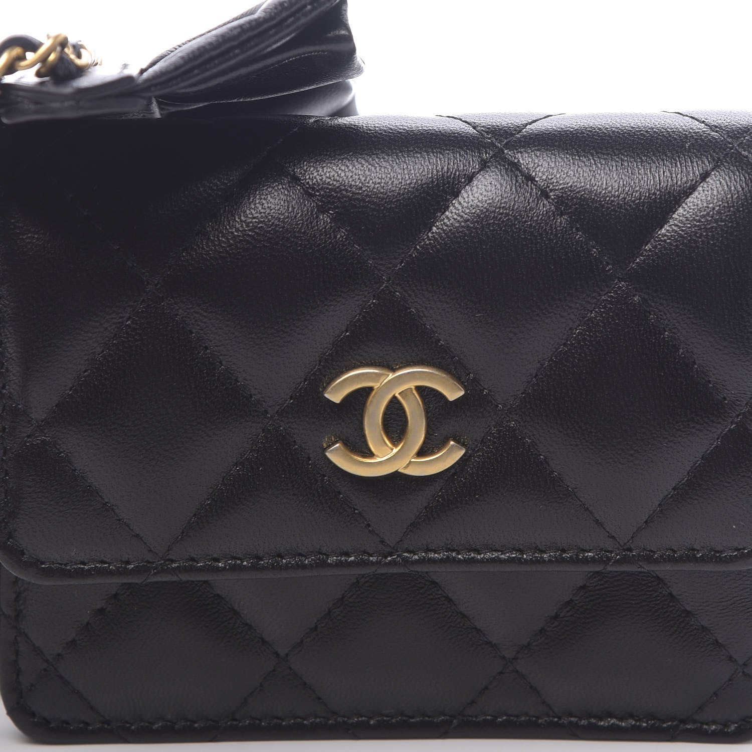 Chanel Lambskin Quilted Romance Clutch With Chain Black 11 of 12