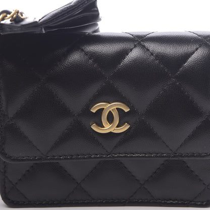 Chanel Lambskin Quilted Romance Clutch With Chain Black 11 of 12