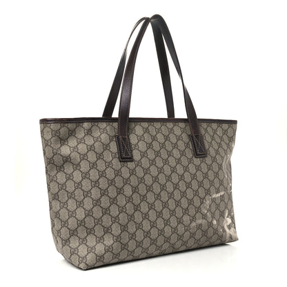 Gucci GG Supreme Monogram Medium Zippered Shopping Tote Dark Brown 3 of 12