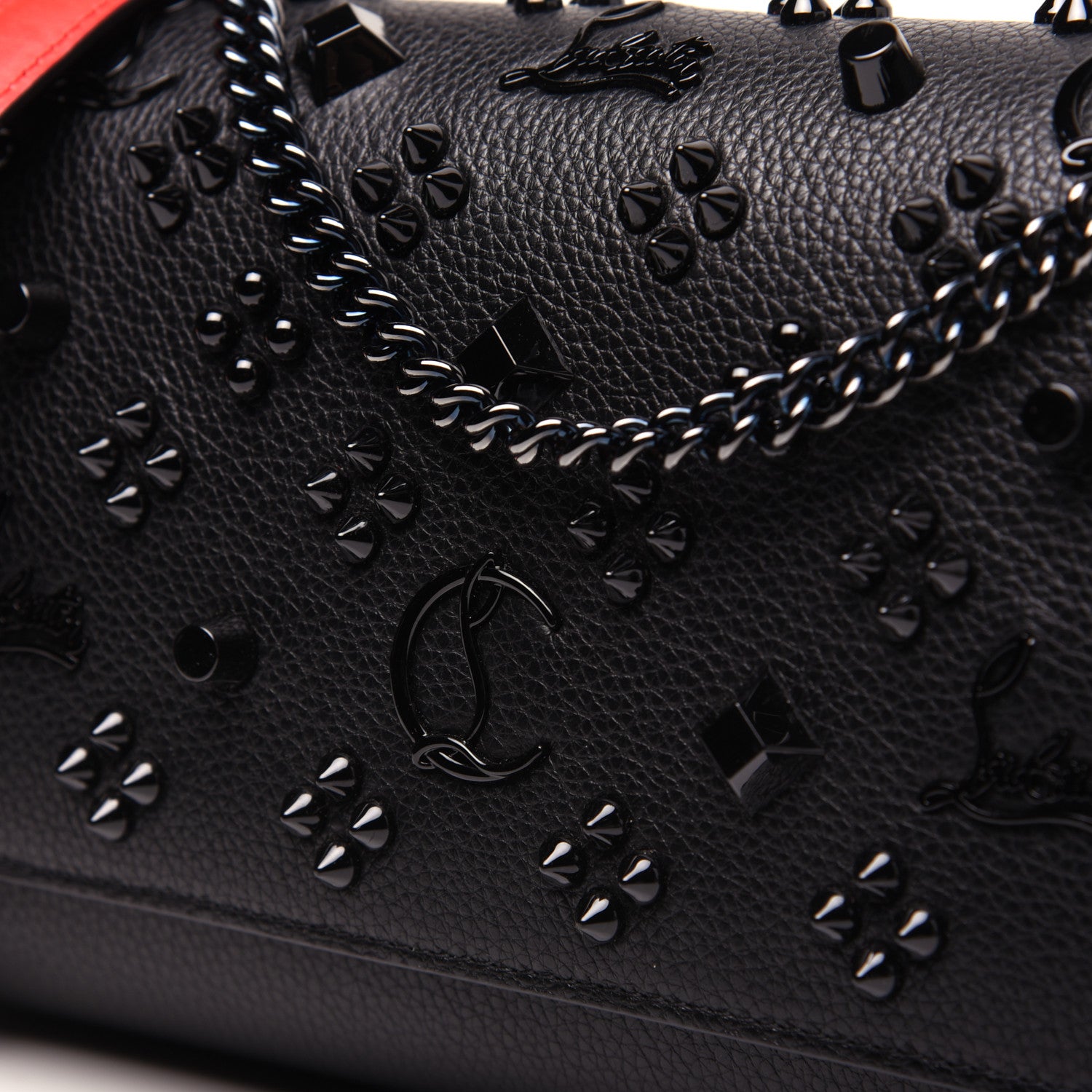 Christian Louboutin Calfskin Spikes Loubinthesky Paloma Clutch Black 12 of 14