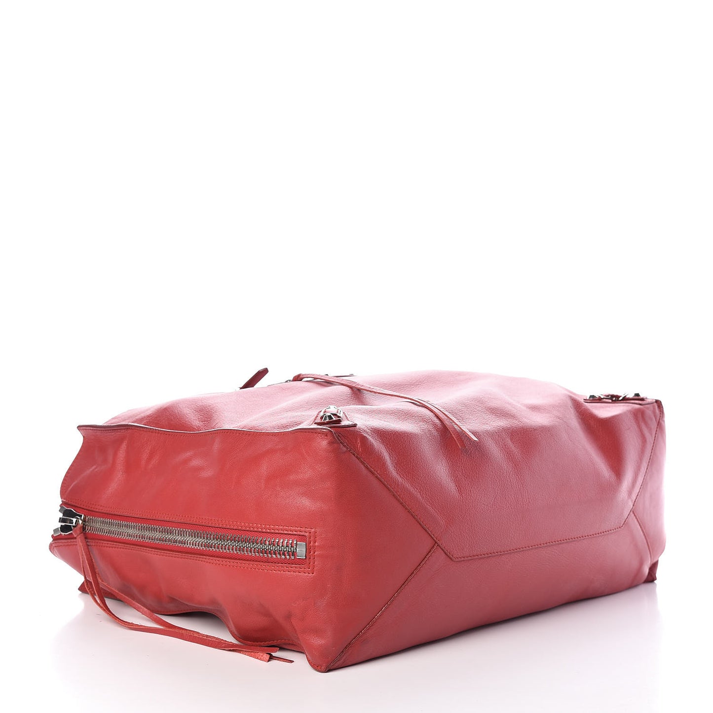 Veau Souple Papier A4 Zip Around Tote Rouge