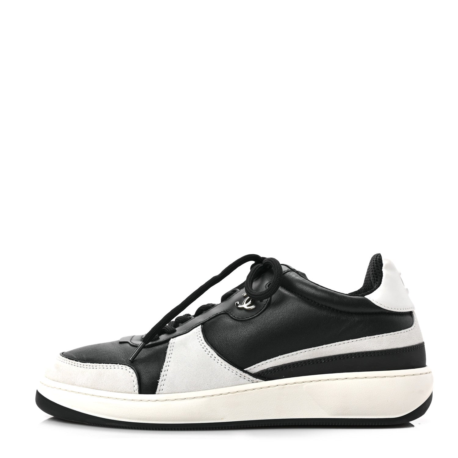 Chanel Lambskin Suede Calfskin Sneakers 39.5 Black White 1 of 8