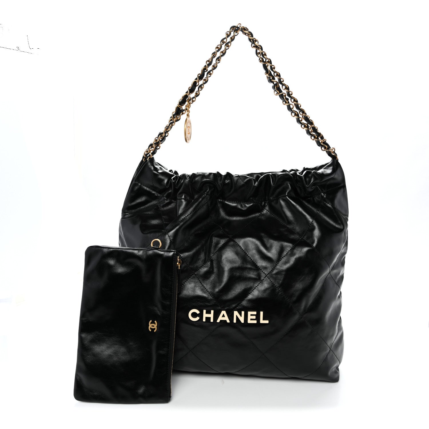 Chanel Shiny Calfskin Quilted Large Chanel 22 Black 3 of 11
