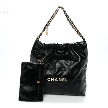 Chanel Shiny Calfskin Quilted Large Chanel 22 Black 3 of 11
