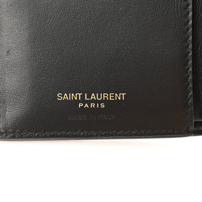 Saint Laurent Calfskin Polka Dot Monogram Bi Fold Zipped Wallet Pink Black 6 of 7