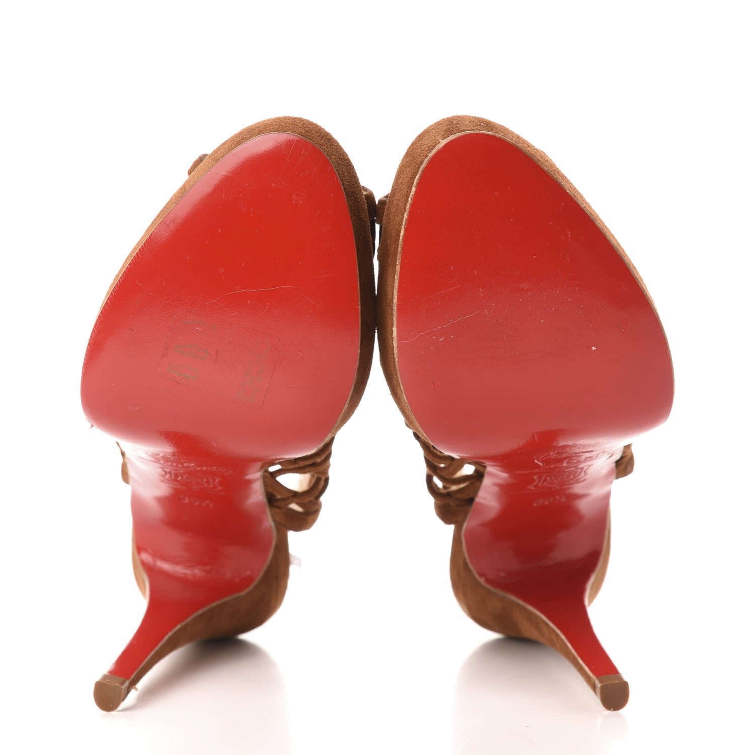 Christian Louboutin Suede Nuit D'Ete Platform Slingback Peep Toe Pumps 35.5 Marron 5 of 7