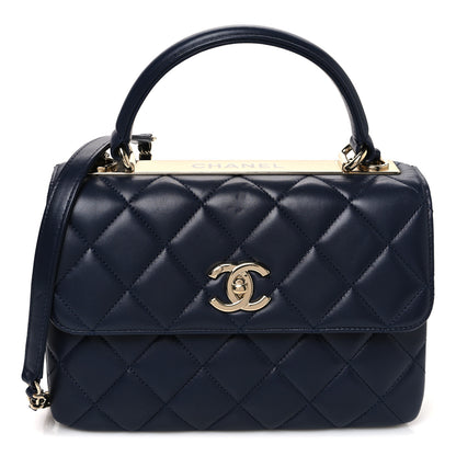 Chanel Lambskin Quilted Small Trendy CC Flap Dual Handle Bag Navy 1 of 11