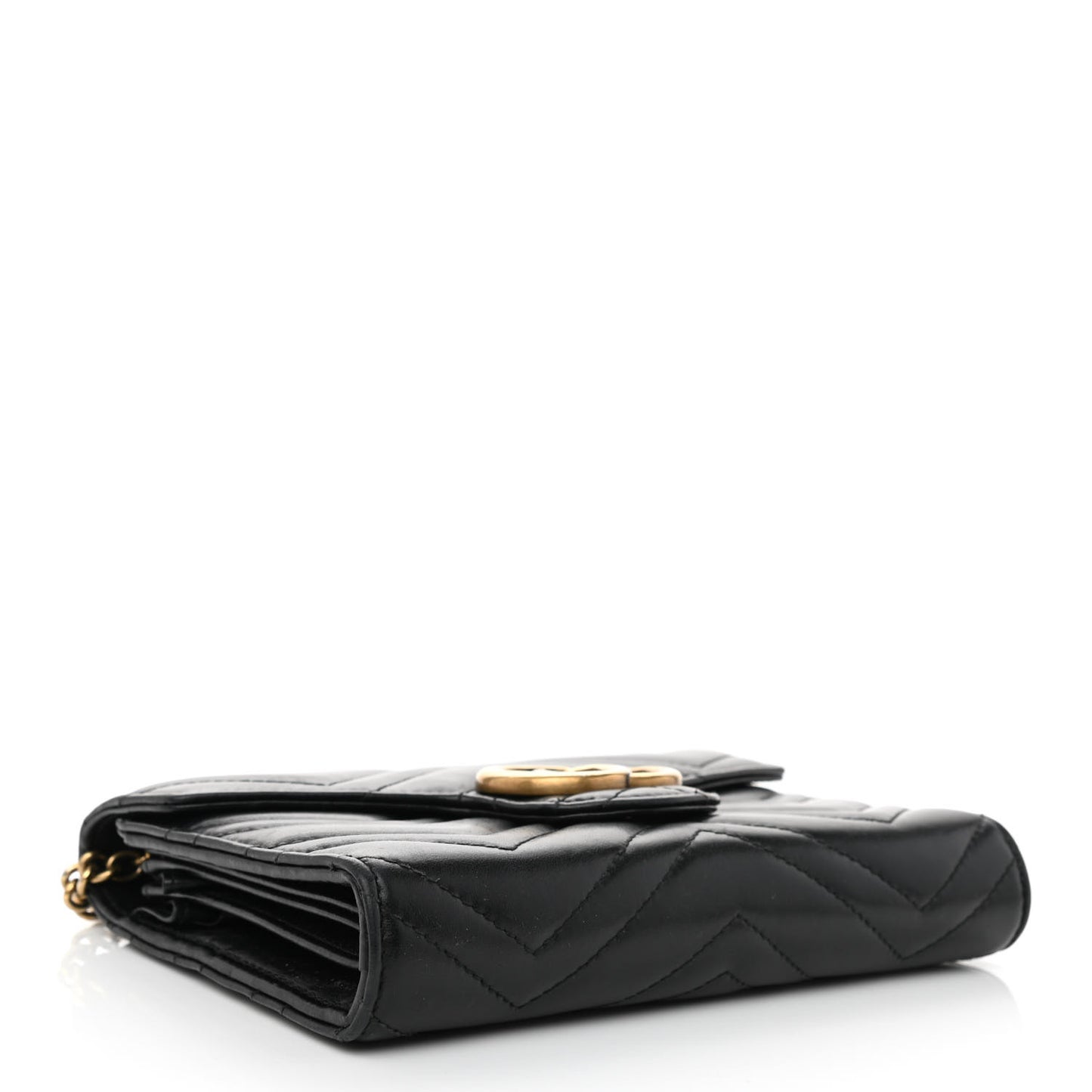 Calfskin Matelasse GG Marmont Chain Wallet Black