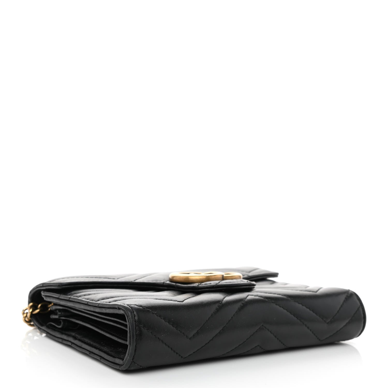 Gucci Calfskin Matelasse GG Marmont Chain Wallet Black 4 of 10