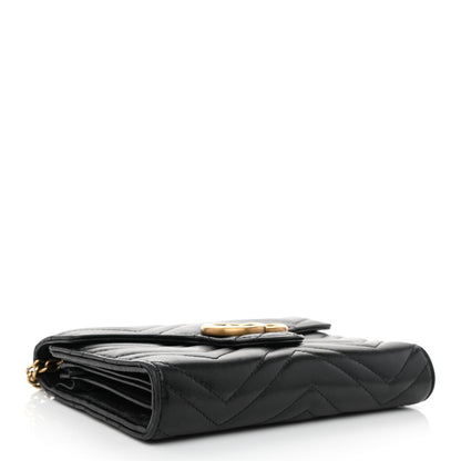 Gucci Calfskin Matelasse GG Marmont Chain Wallet Black 4 of 10